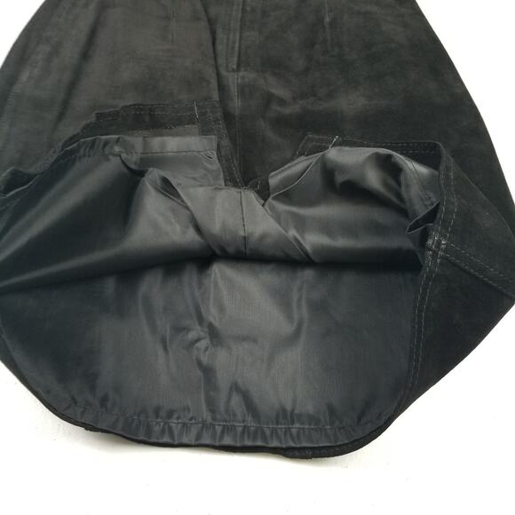 Tarazzia Internationale Black Suede Leather Lined Vintage Skirt   Size 9 10 - Picture 3 of 5